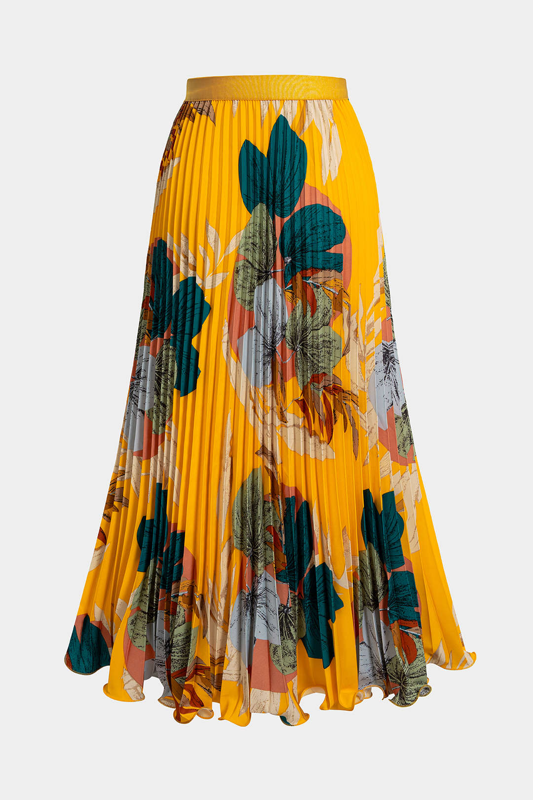 Floral Print High Waist Pleated Skirt