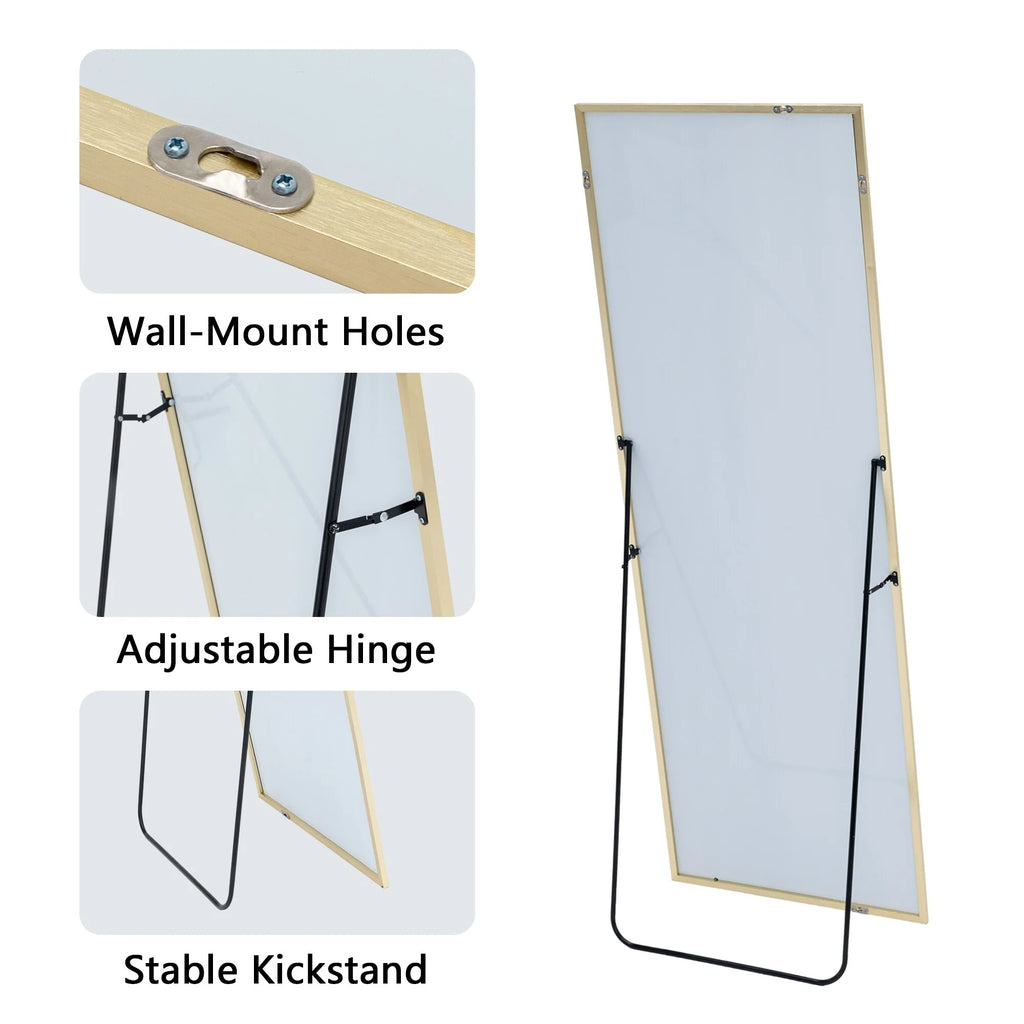 64x21 Full Length Floor Mirror with Stand Aluminum Alloy Frame,Wall-Mounted Mirror
