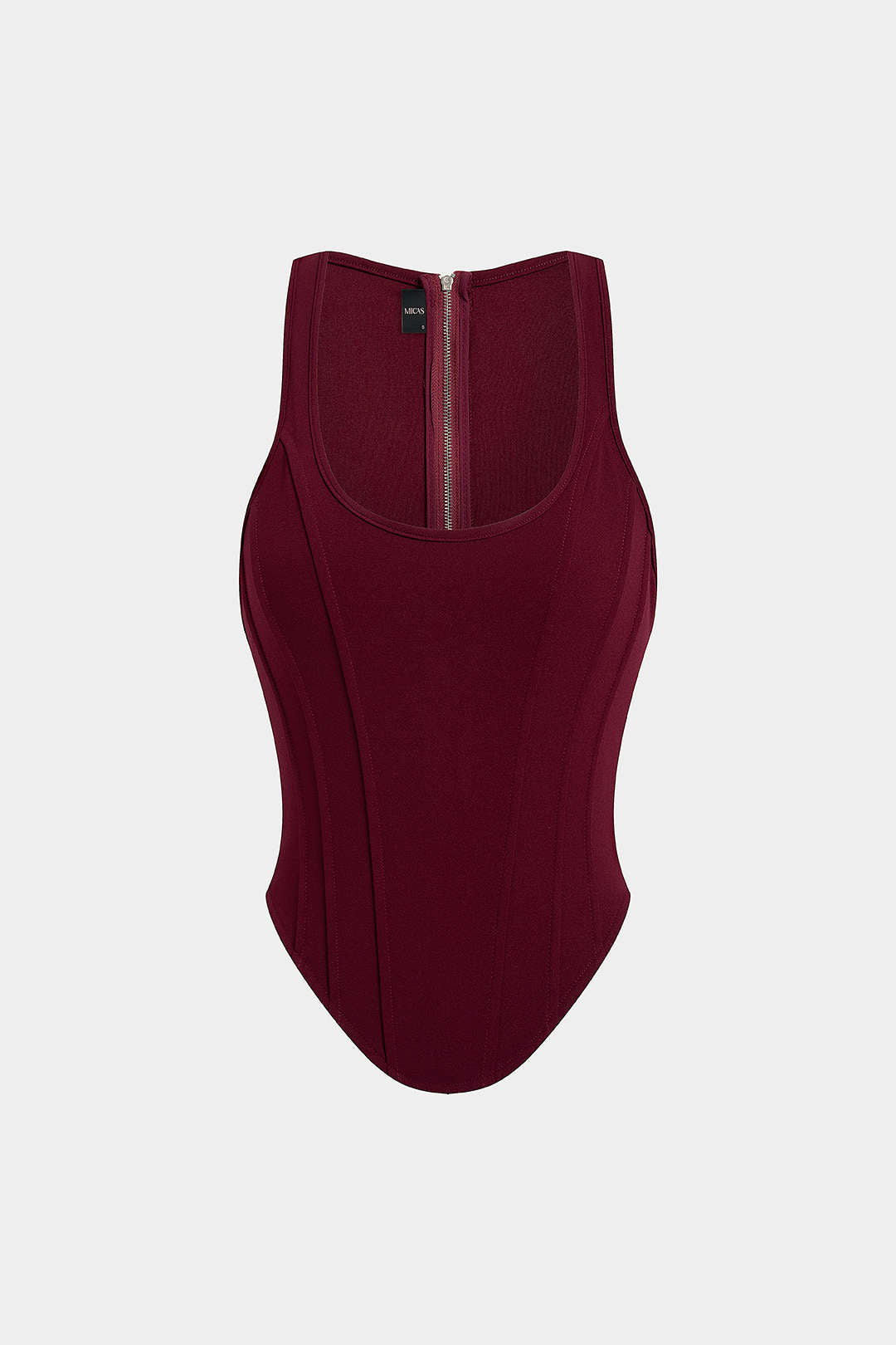 Zipper Tie-Up Corset Waist Tank Top