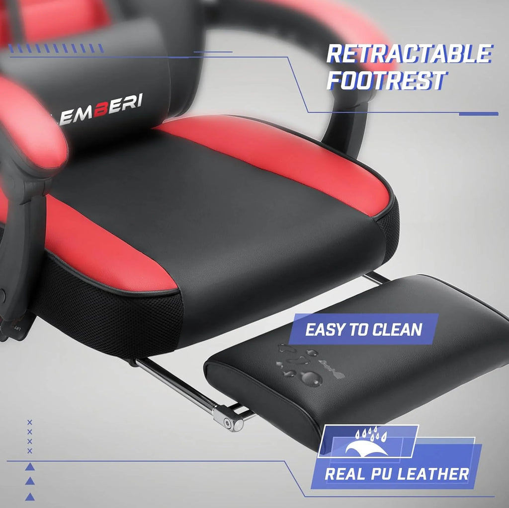 LEMBERI Video Game Chair with Footrest - Big & Tall 400Lb Capacity