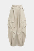Denim Pocket Belted Wide Leg Jeans
