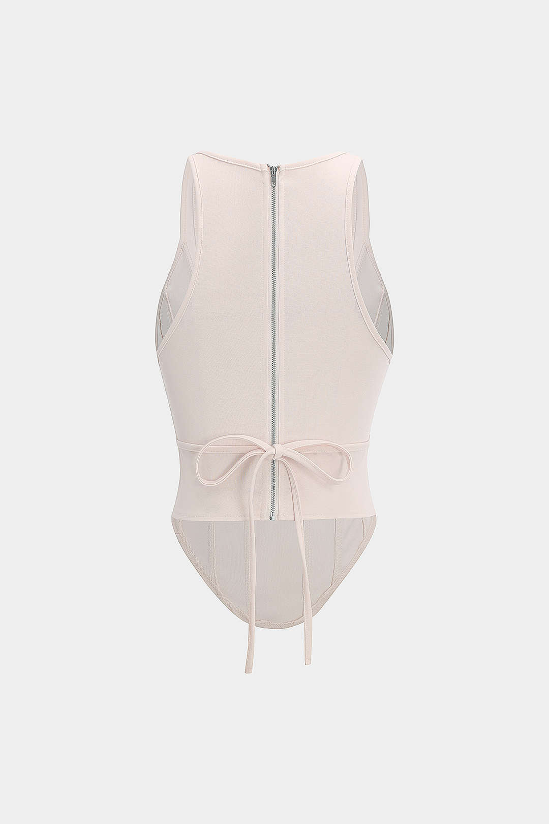 Zipper Tie-Up Corset Waist Tank Top
