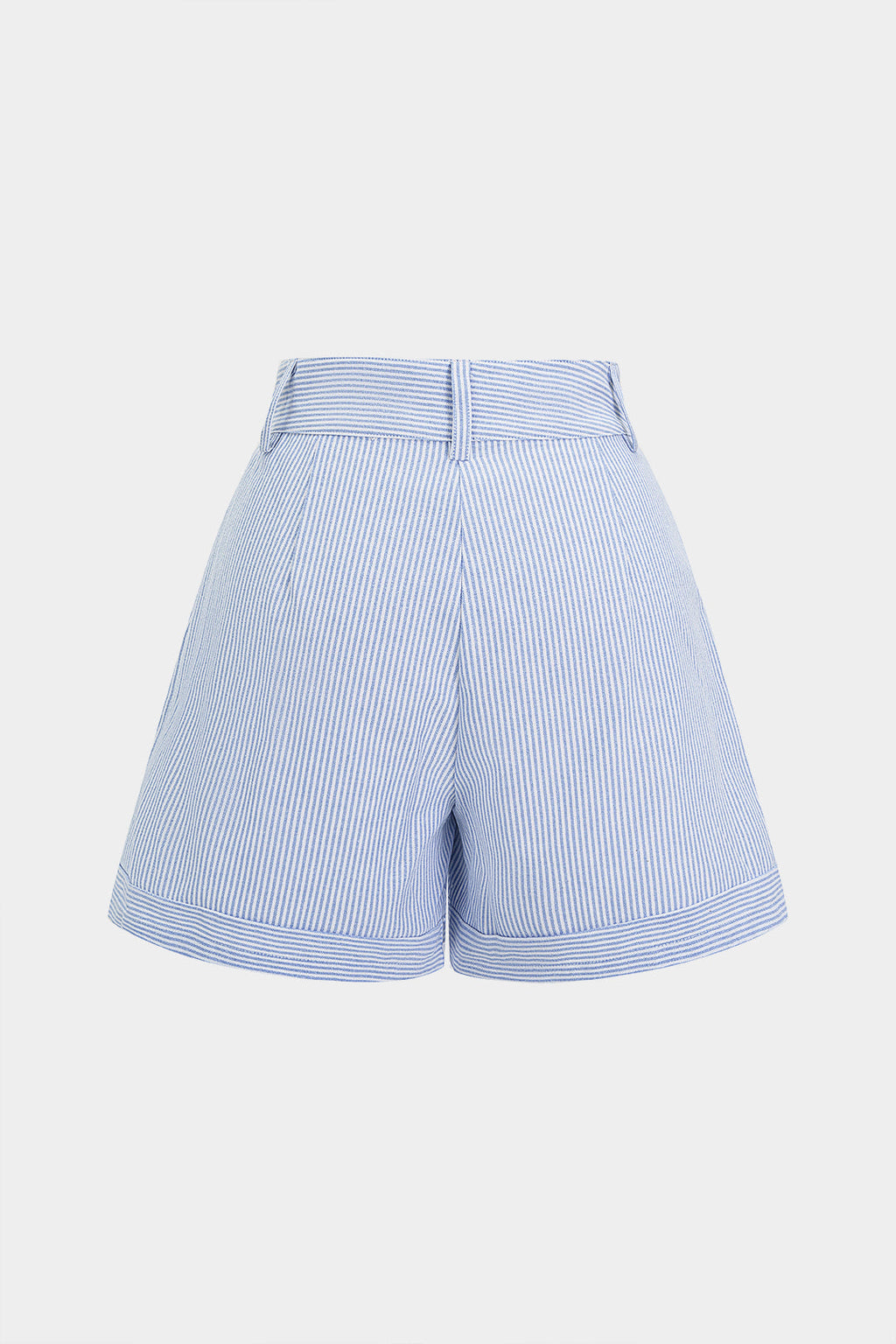 Stripes Print High Waist Button Shorts