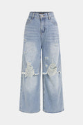 Denim Ripped Wide Leg Jeans