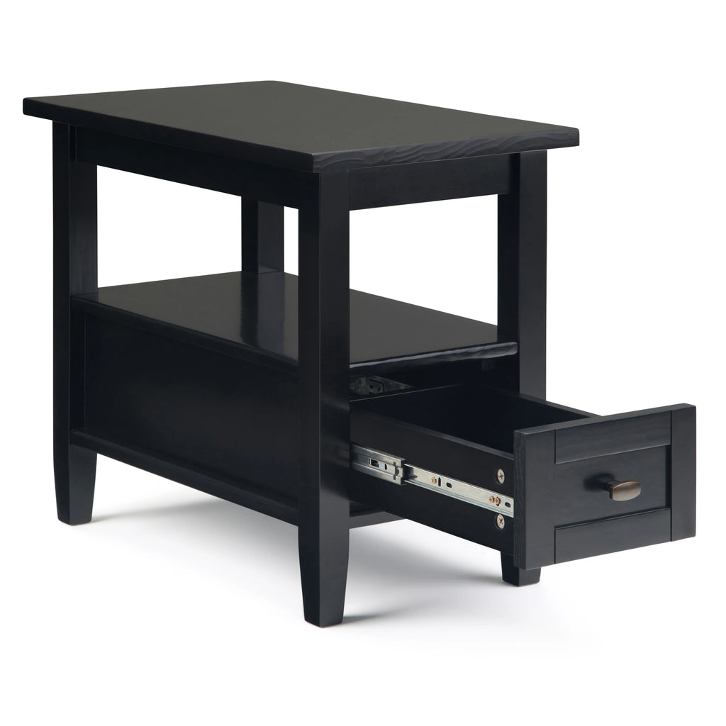 WYNDENHALL Norfolk SOLID WOOD 14 inch Wide Rectangle Transitional Narrow Side Table - 14 Inches wide