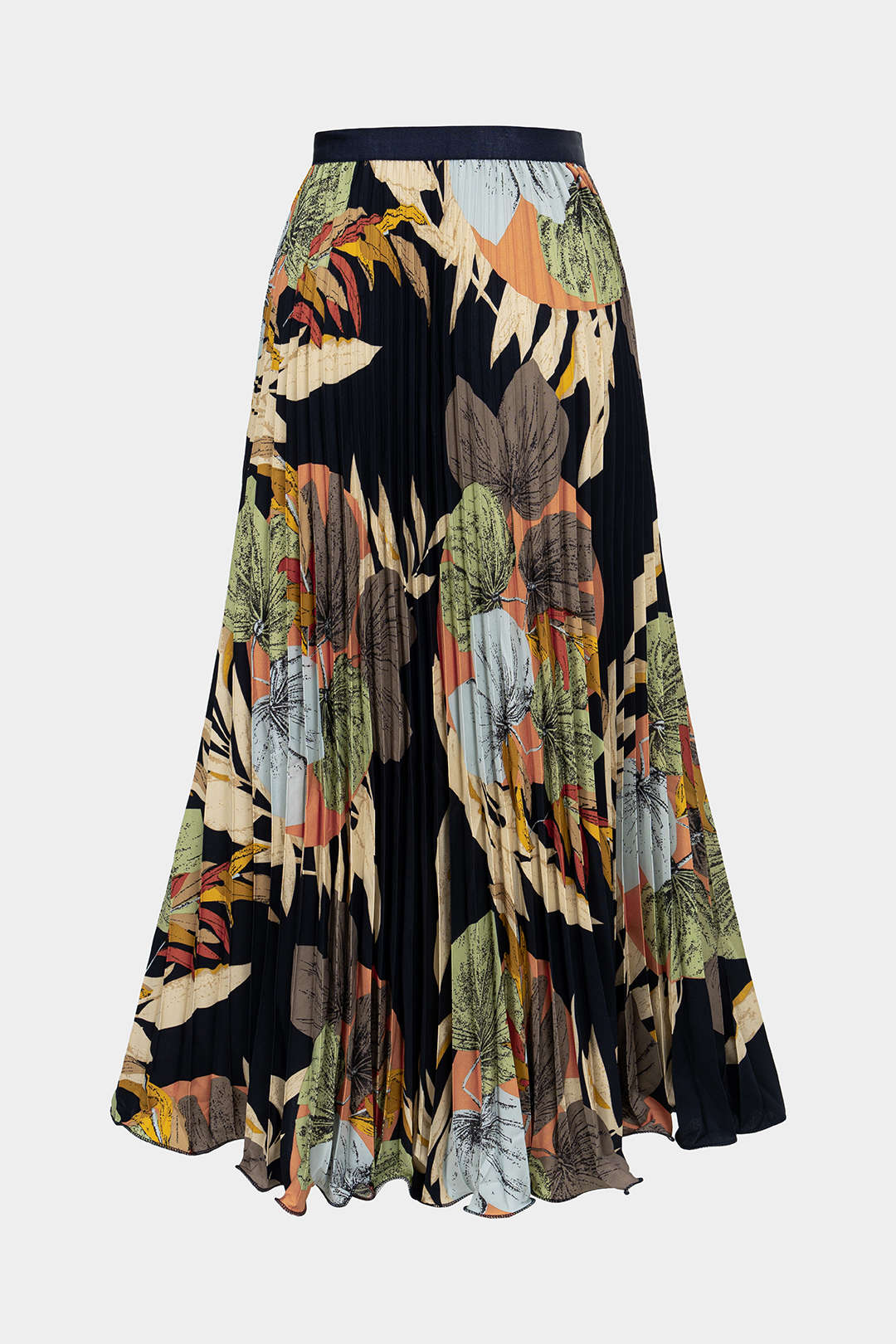 Floral Print High Waist Pleated Skirt