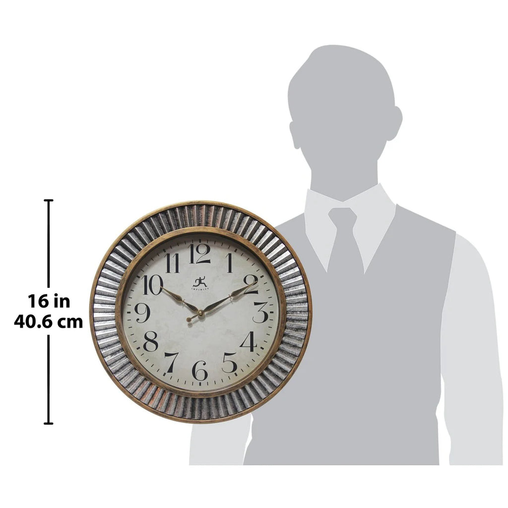 Ruche Rustic Industrial 16-inch Wall Clock by Infinity Instruments - 16 x 2 x 16