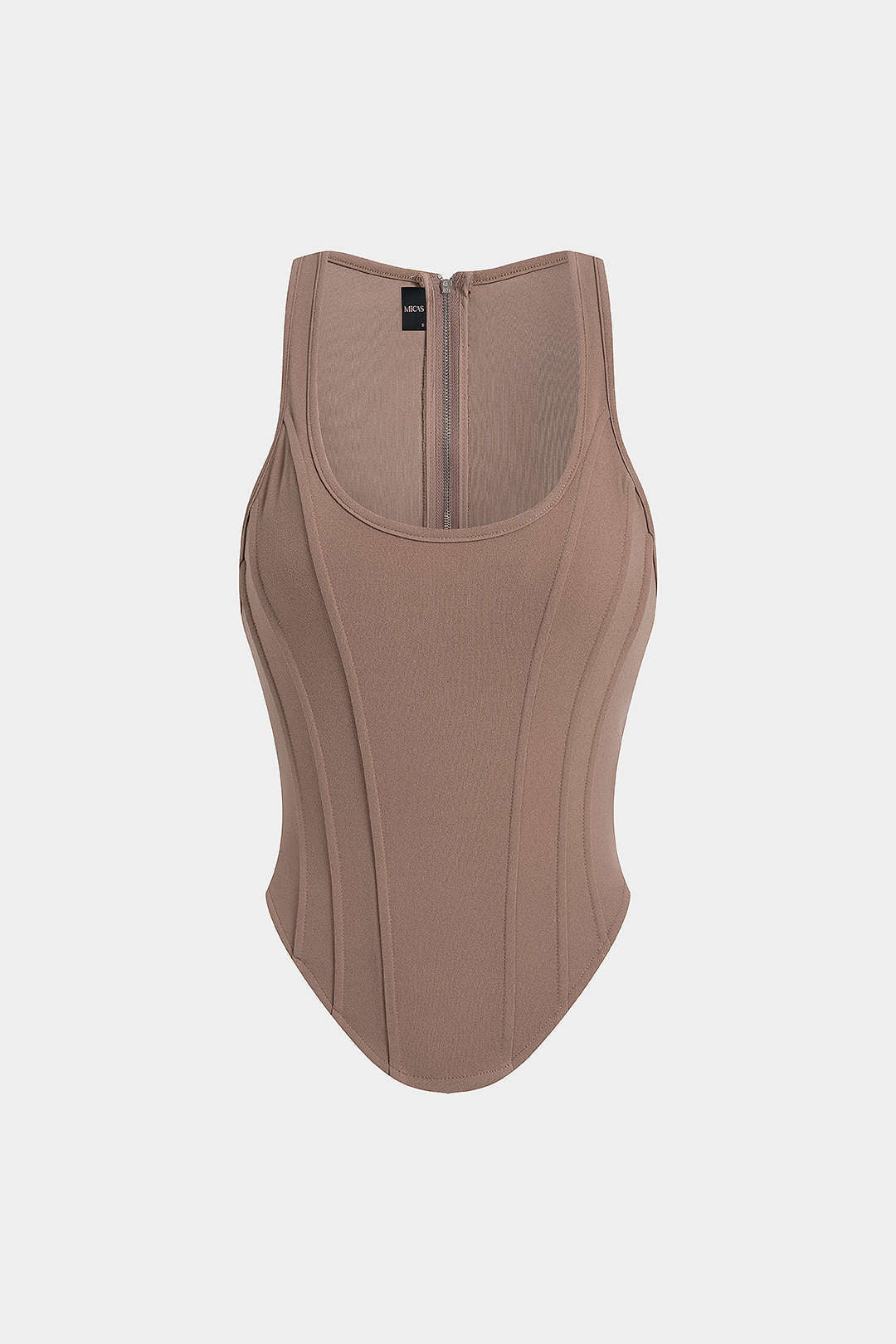 Zipper Tie-Up Corset Waist Tank Top