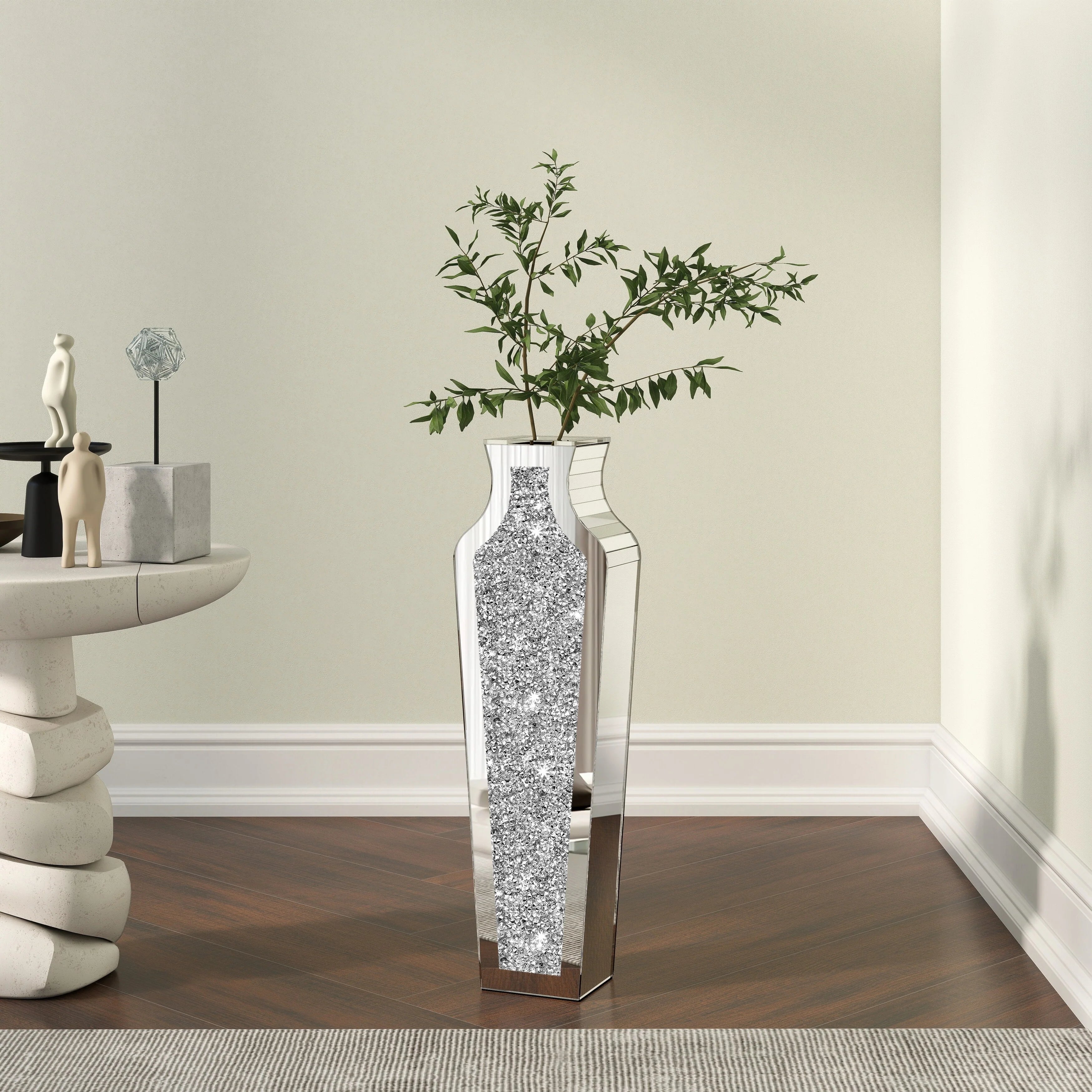 Tall Crushed Diamond Floor Vase
