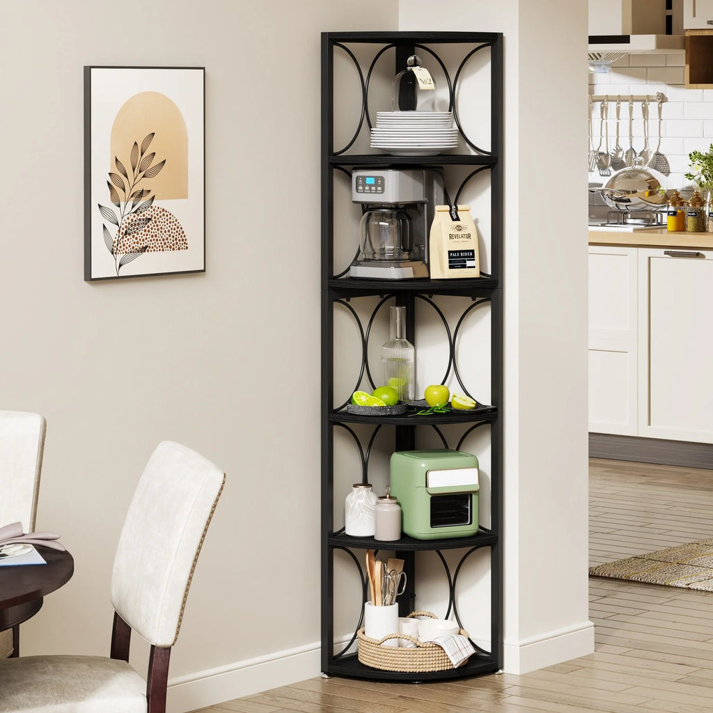 67 Tall Corner Shelf, Corner Bookshelf Bookcase Standing Shelving Unit