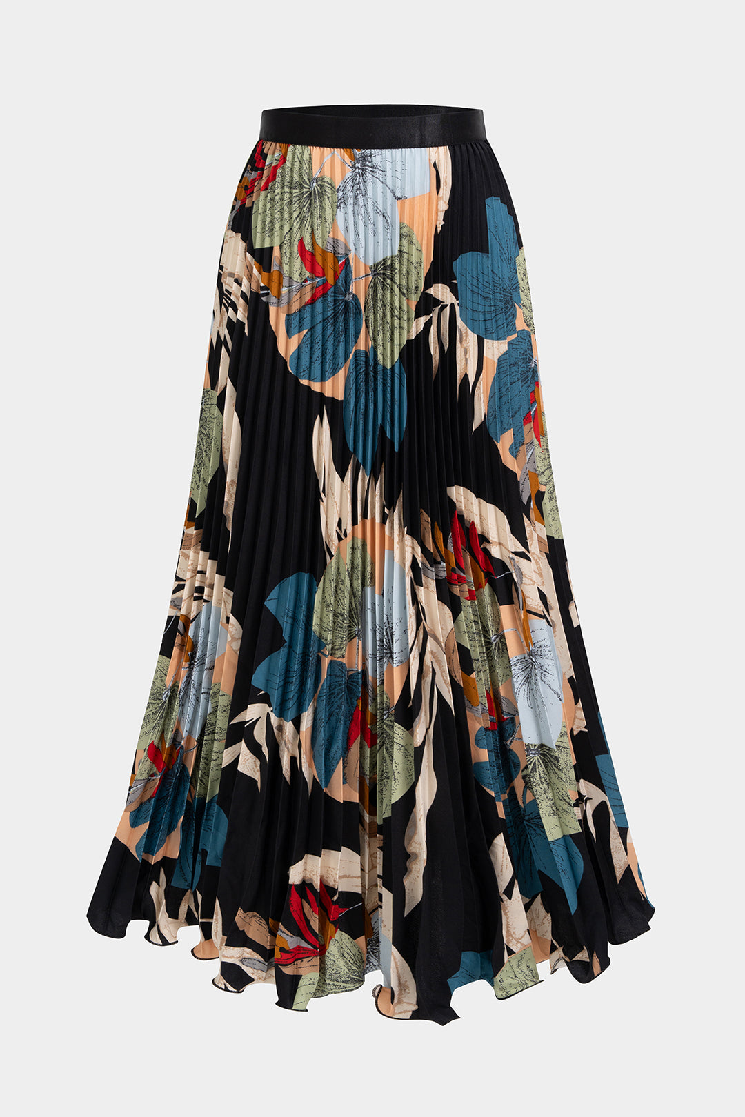 Floral Print High Waist Pleated Skirt