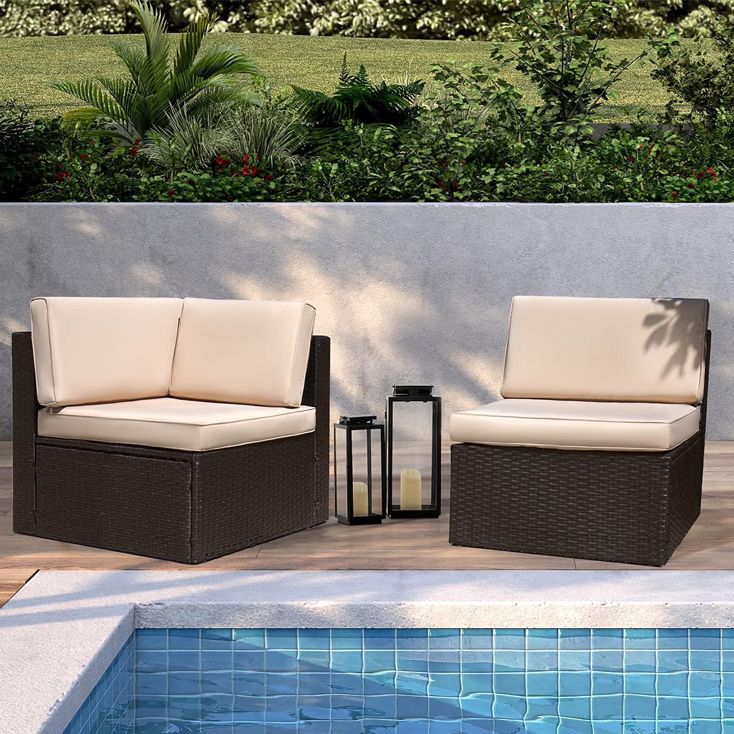 DEVOKO 5 Pieces All-Weather Patio Furniture Set with Cushions