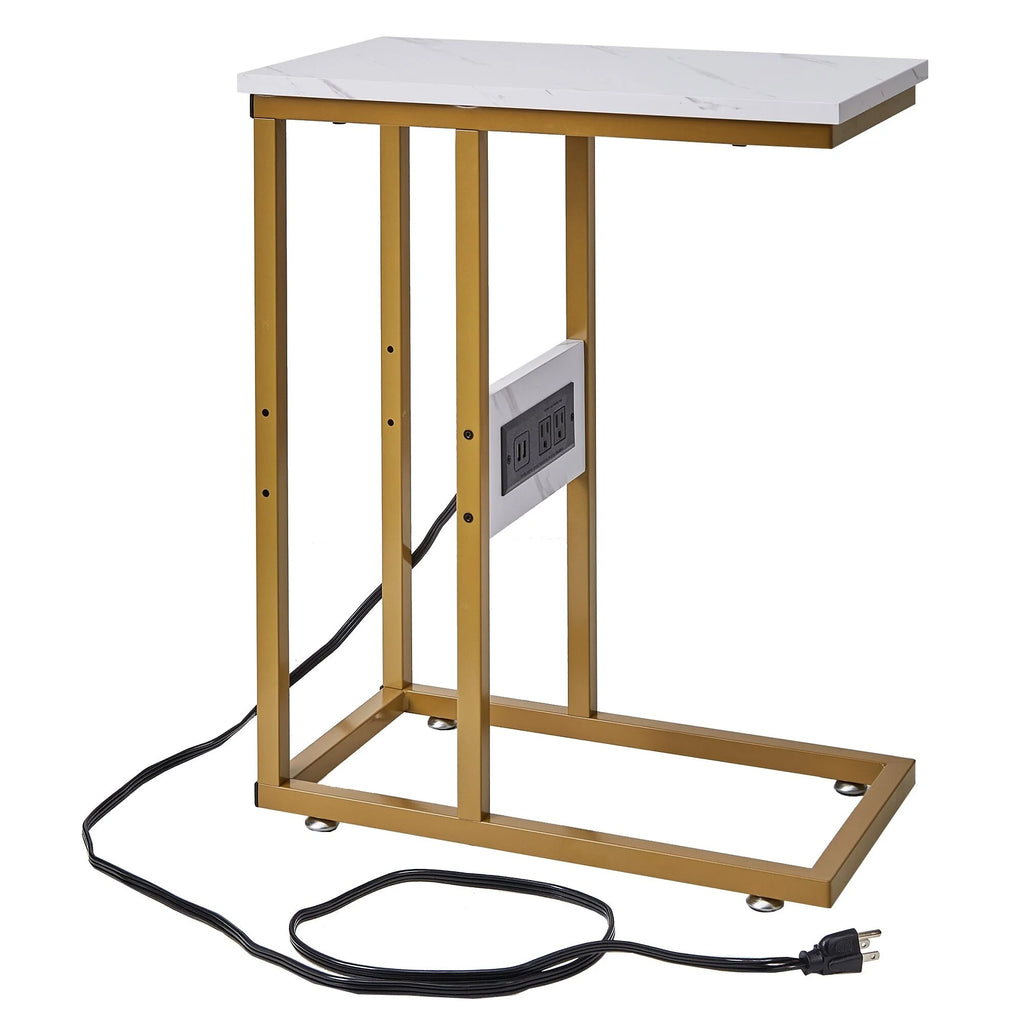 Javlergo Set of 2 C-Shaped Sofa Side Table, Small End Table for Living Room, Narrow Bedside/TV Tray Table