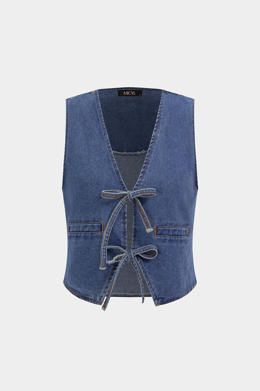 Denim V-Neck Tie-Up Tank Top