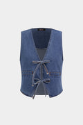 Denim V-Neck Tie-Up Tank Top