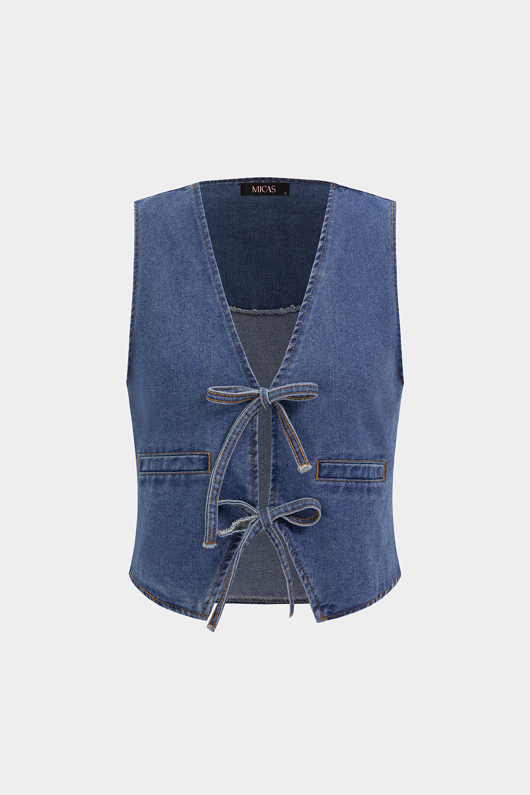 Denim V-Neck Tie-Up Tank Top