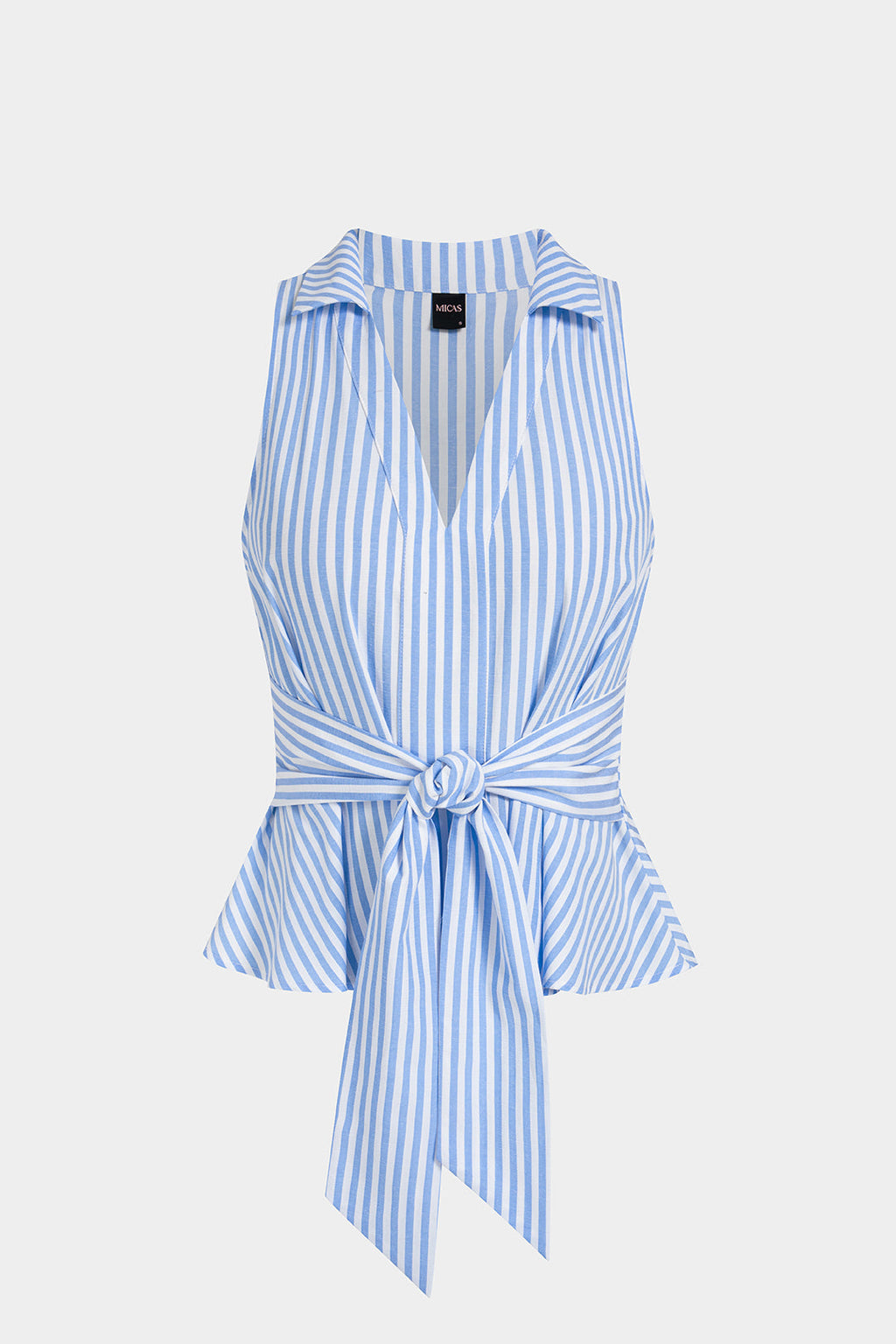 Striped Print Linen Knotted Tank Top