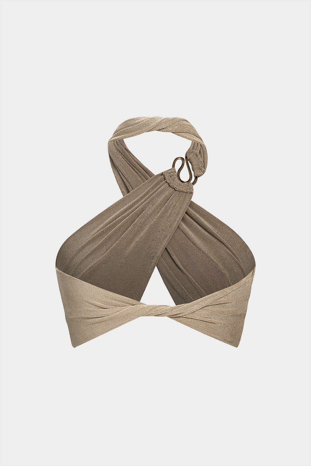 Crossed Ruched Twist Knot Halter Sleeveless Top