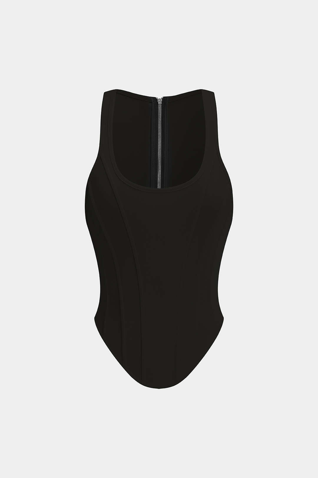 Zipper Tie-Up Corset Waist Tank Top