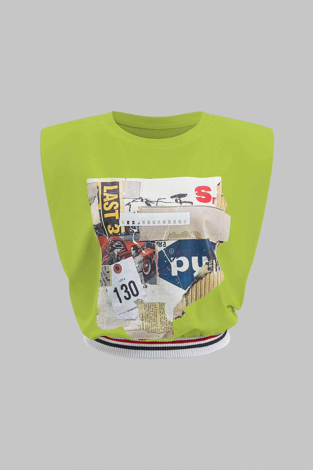 Car Letter Digital Pattern Print Loose Sleeveless T-Shirt