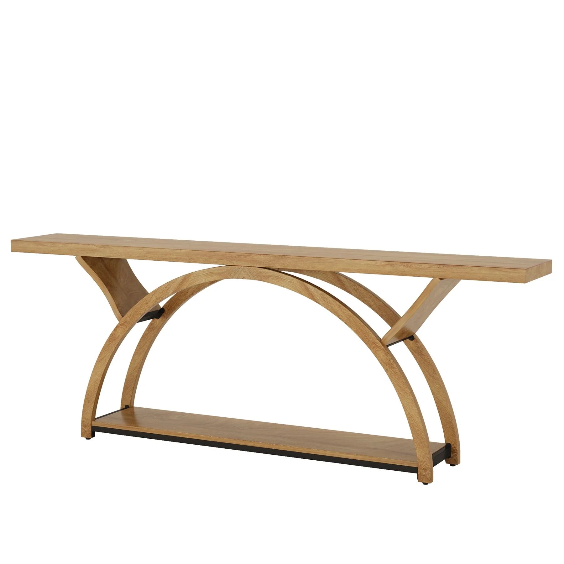 2-Tier Narrow Long Console Sofa Table with Semi-Circular Frame for Entryway,Gray Hallway Accent Tables