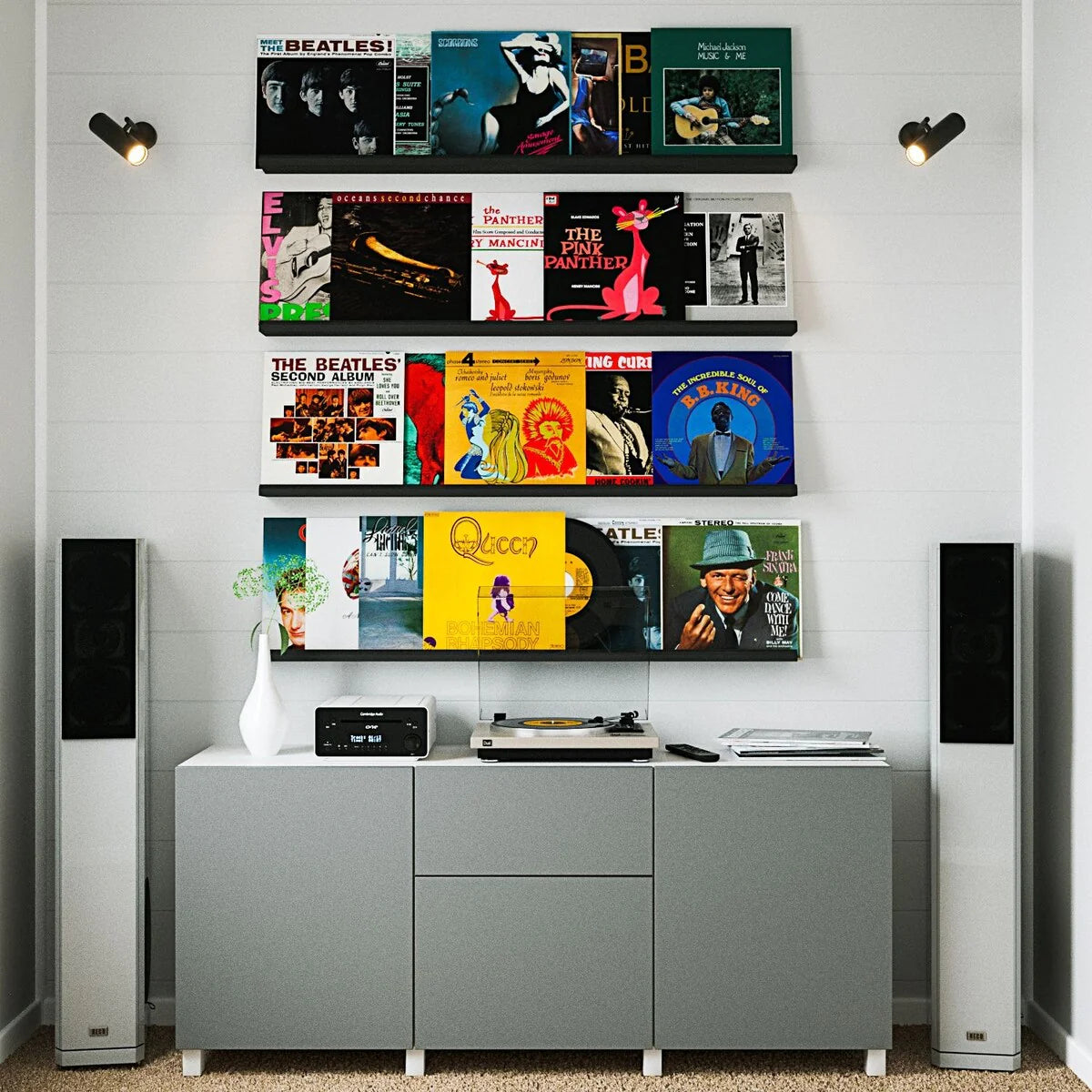 Wallniture Boston 46 Floating Shelves for Wall, Picture Ledge (Set of 4)