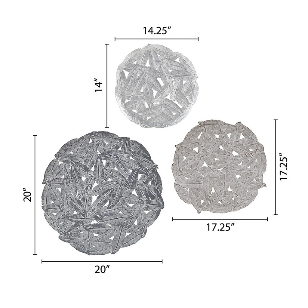 Madison Park Rosalie Textured Feather 3-piece Metal Disc Wall Decor Set