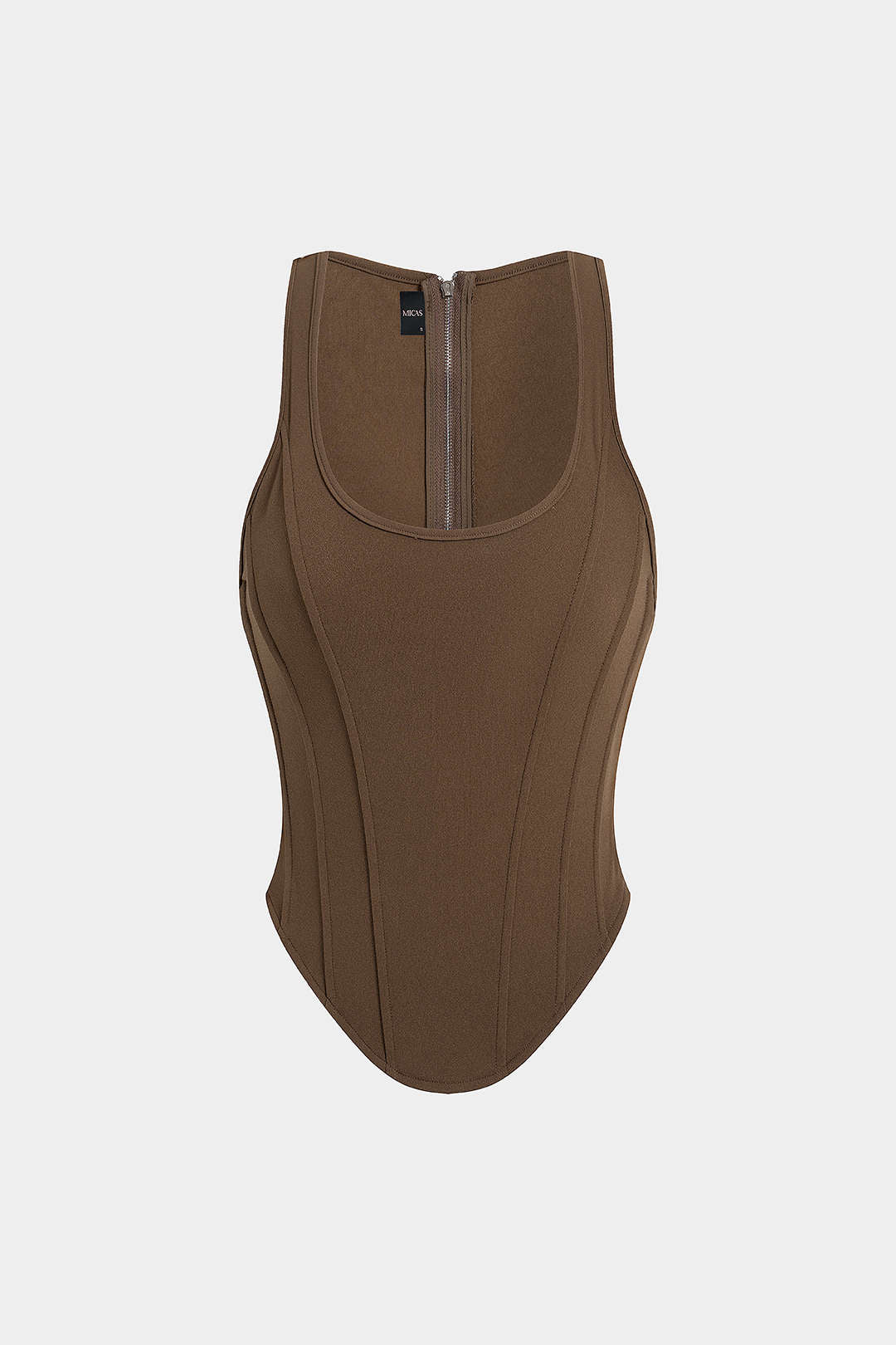 Zipper Tie-Up Corset Waist Tank Top