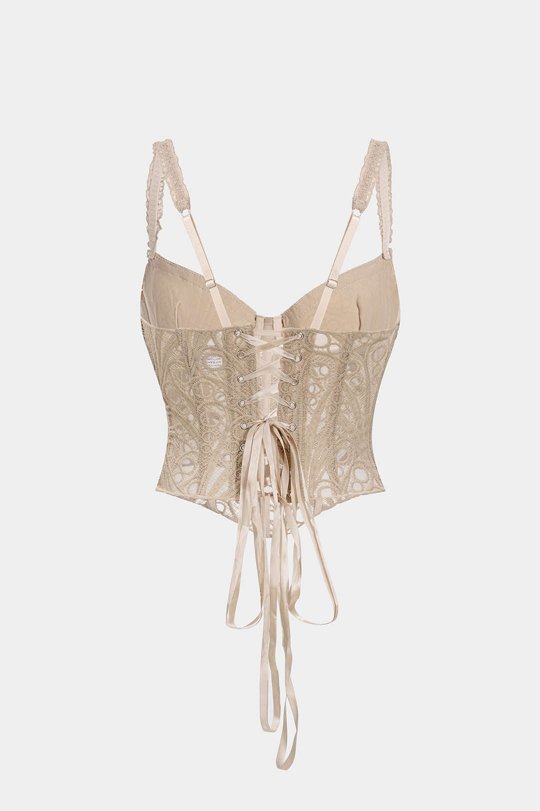 Lace Trim Bustier Corset Tie-Back Cami Top