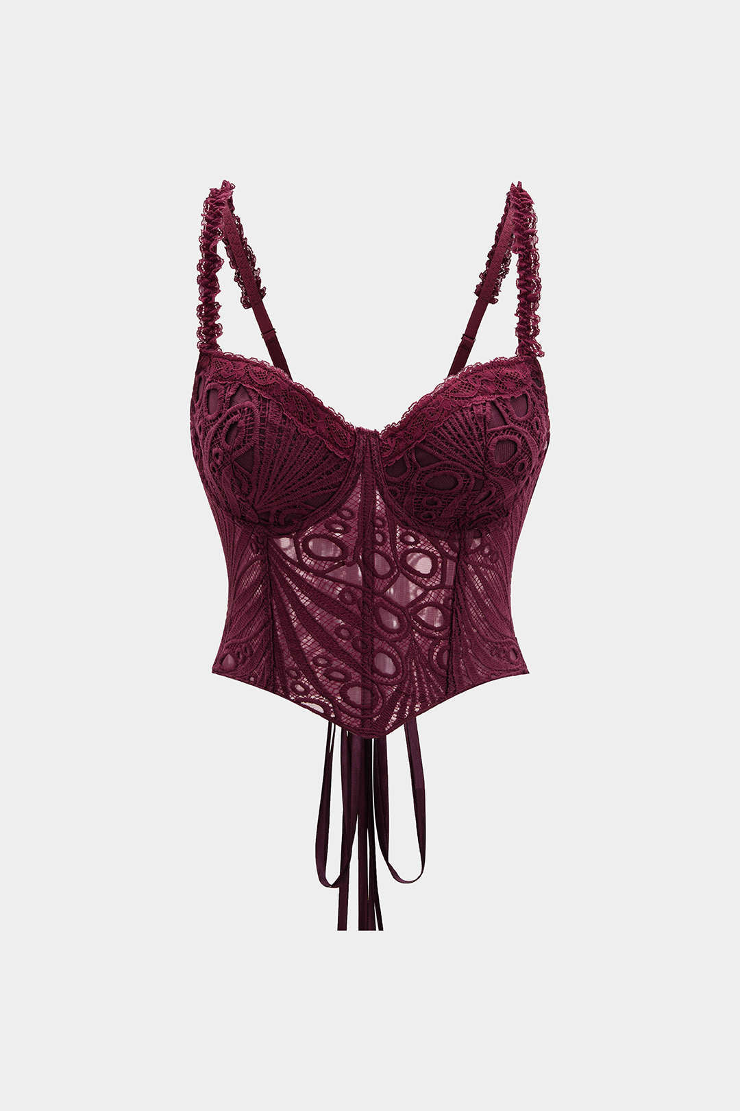 Lace Trim Bustier Corset Tie-Back Cami Top