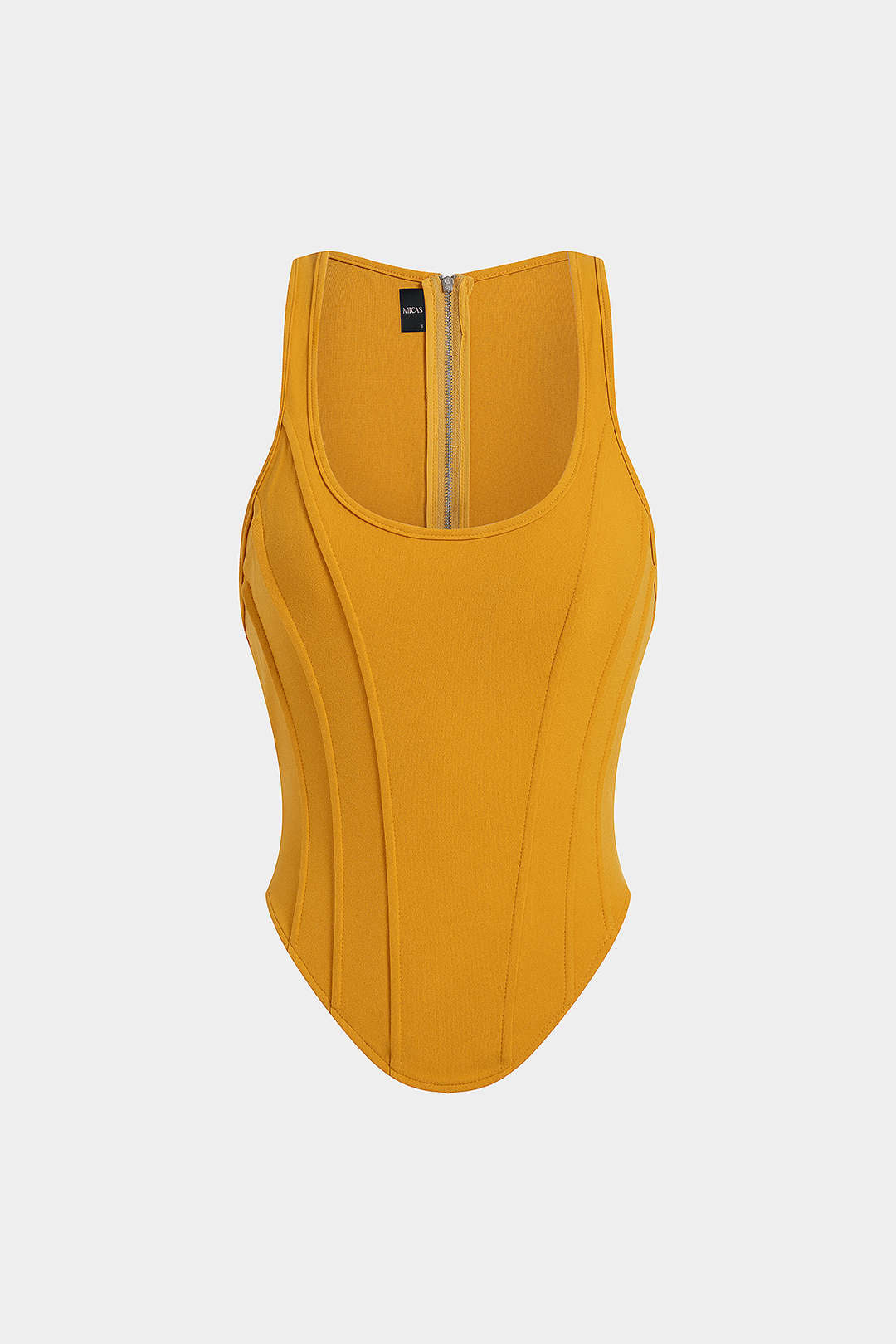 Zipper Tie-Up Corset Waist Tank Top