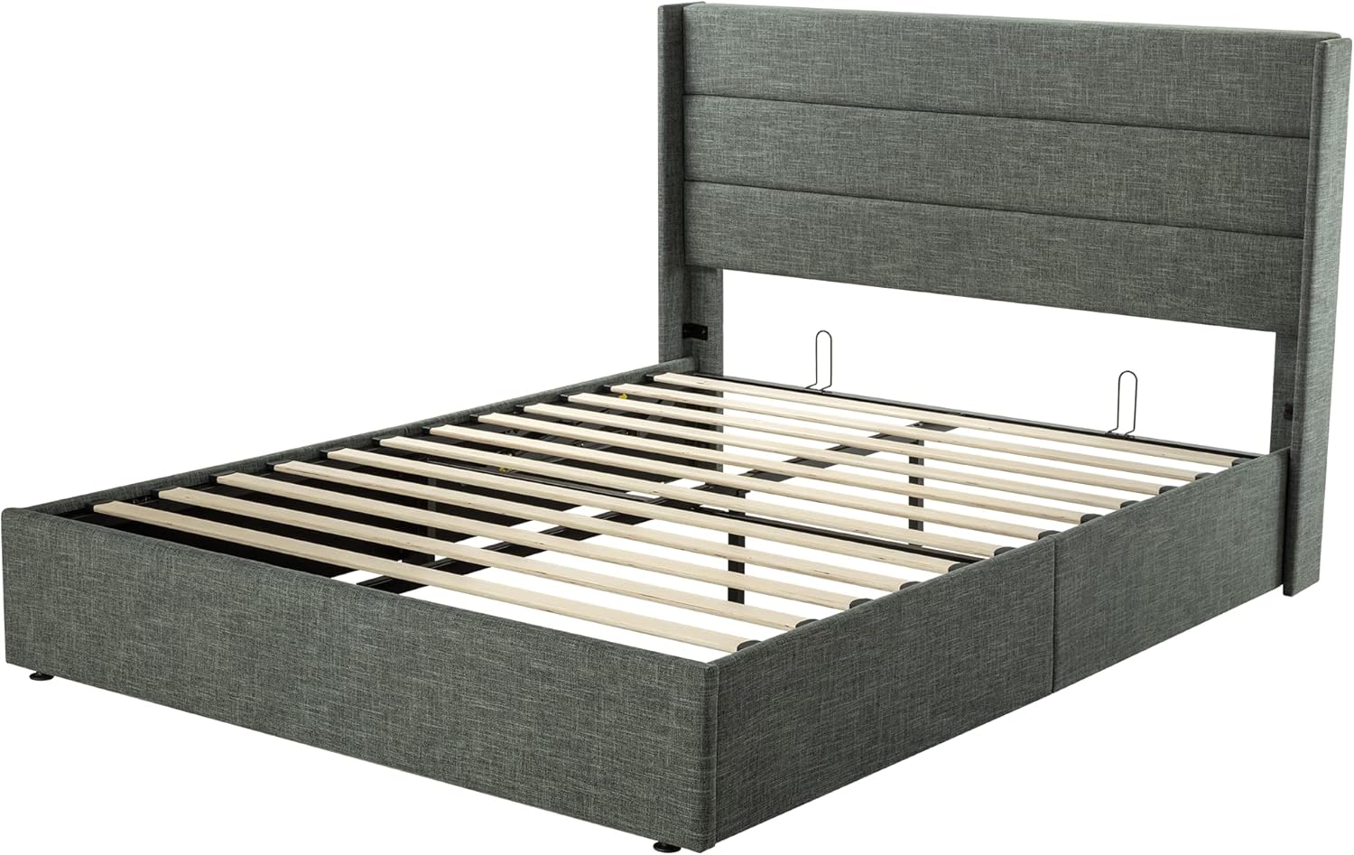 ALLEWIE Queen Size Lift Up Storage Bed with Wingback Headboard