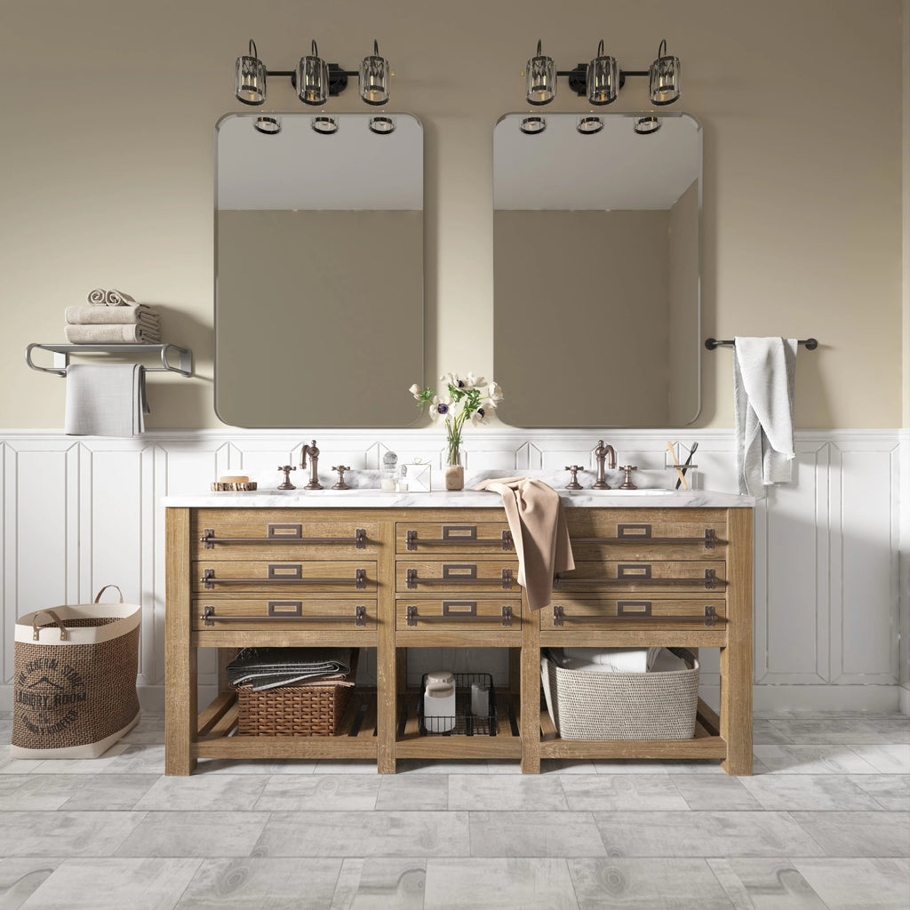 TOOLKISS Aluminum Alloy Round Corner Frame Vanity Mirror