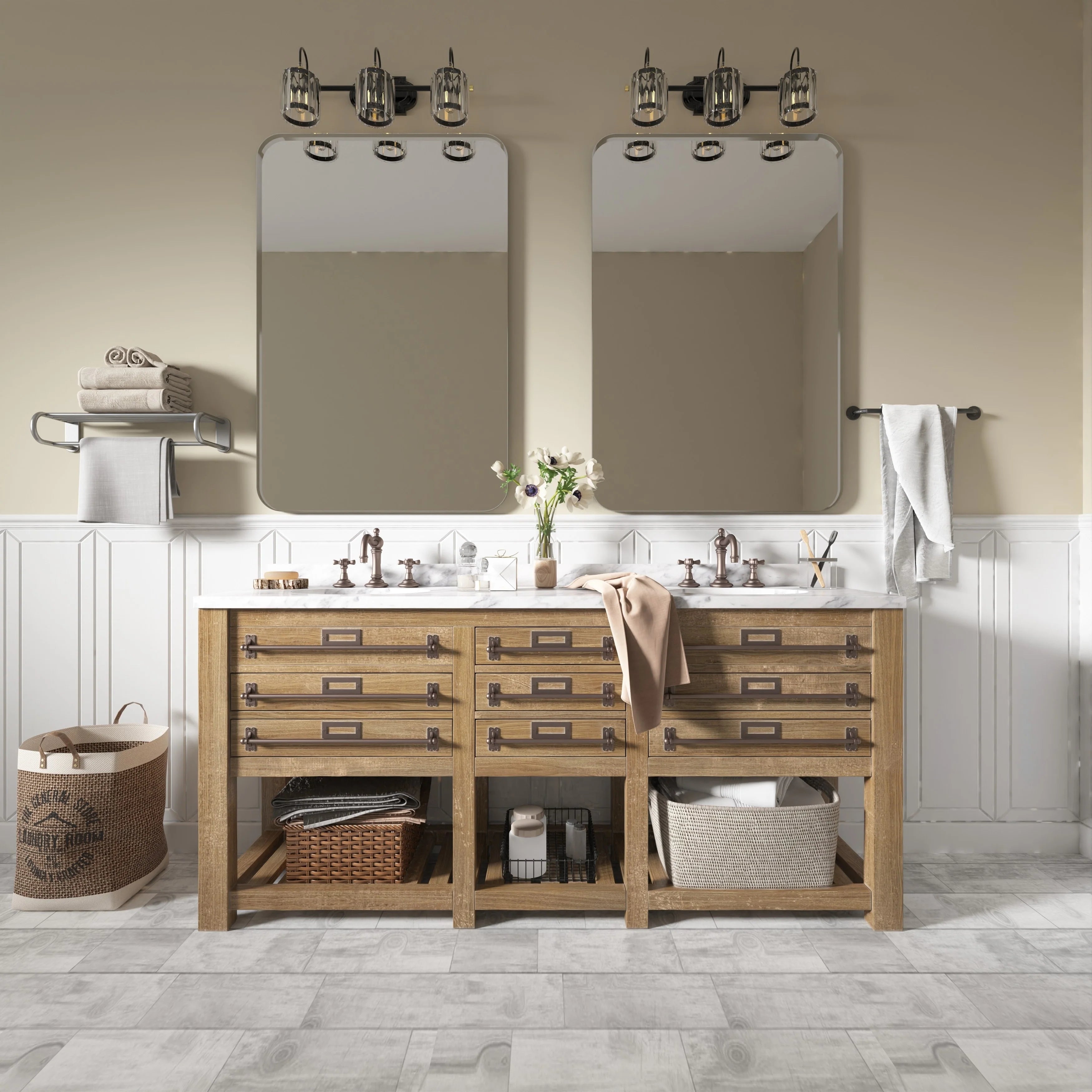 TOOLKISS Aluminum Alloy Round Corner Frame Vanity Mirror