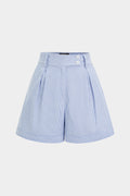 Stripes Print High Waist Button Shorts