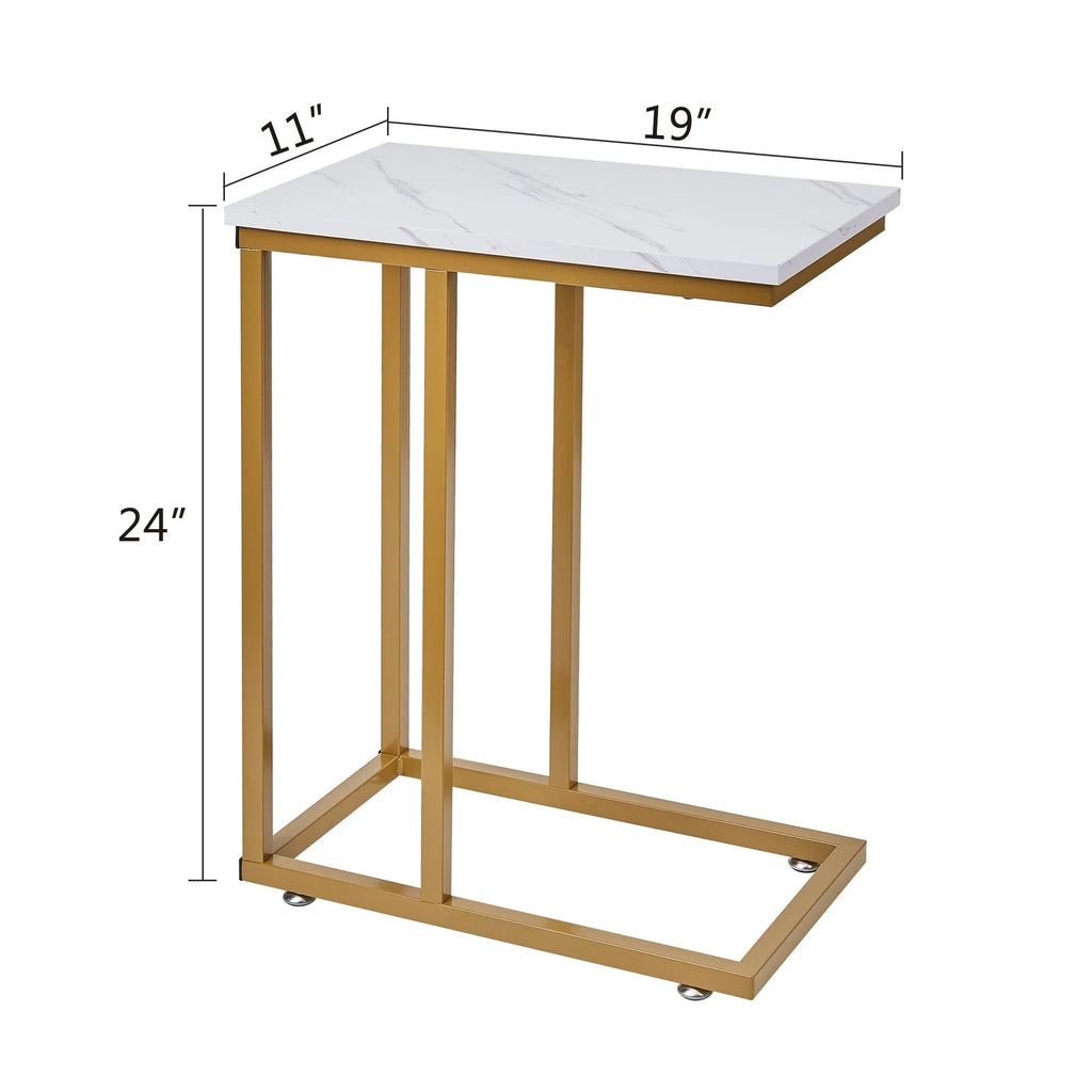 Javlergo Set of 2 C-Shaped Sofa Side Table, Small End Table for Living Room, Narrow Bedside/TV Tray Table