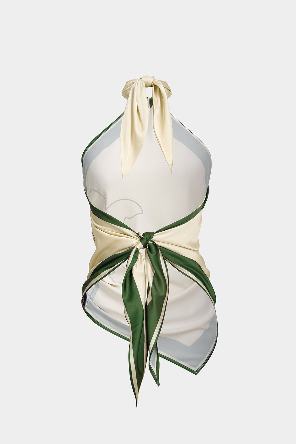 Contrast Floral Print Satin Halter Neck Tie-Up Backless Tank Top