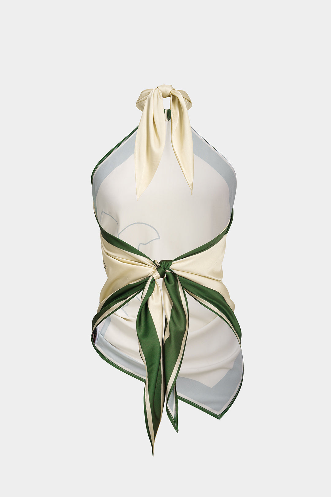 Contrast Floral Print Satin Halter Neck Tie-Up Backless Tank Top