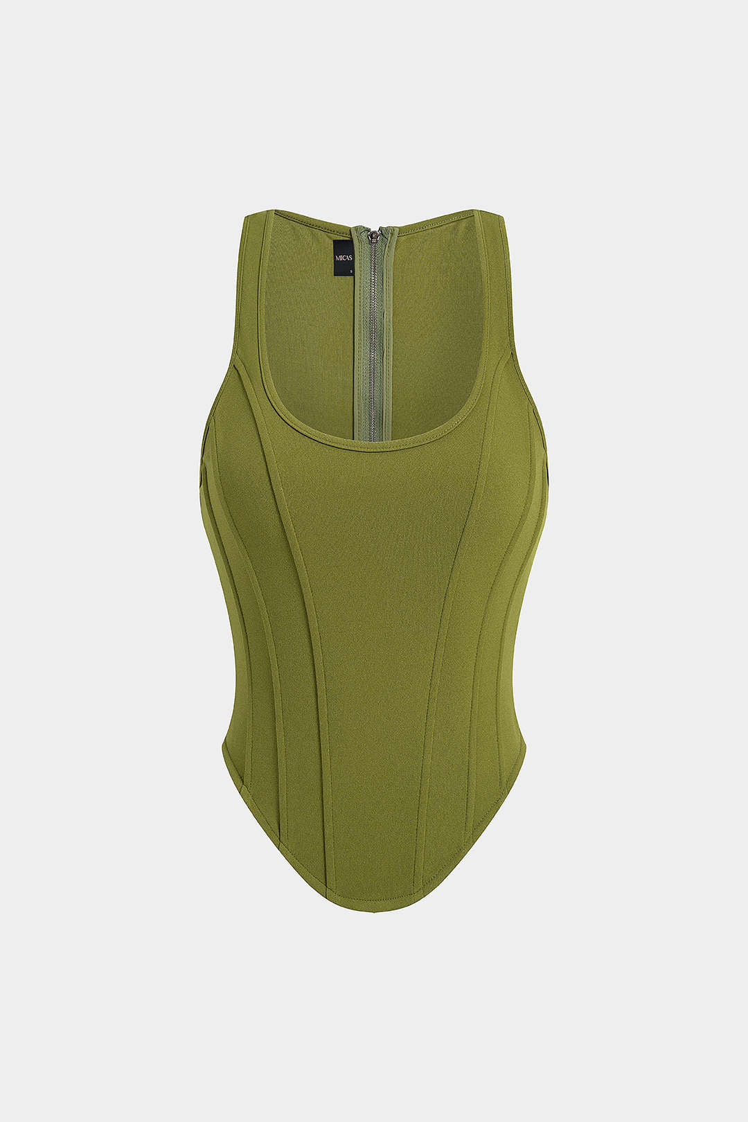 Zipper Tie-Up Corset Waist Tank Top