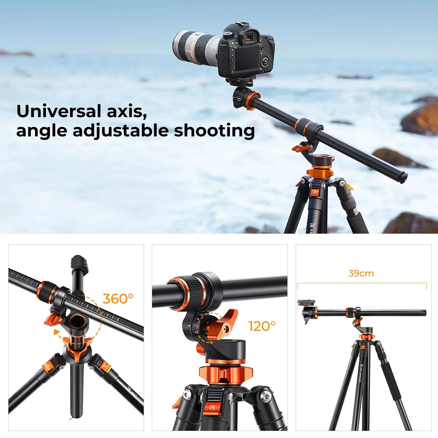 K&F CONCEPT 90'' Ultra High Camera Tripod with Metal Ball Head