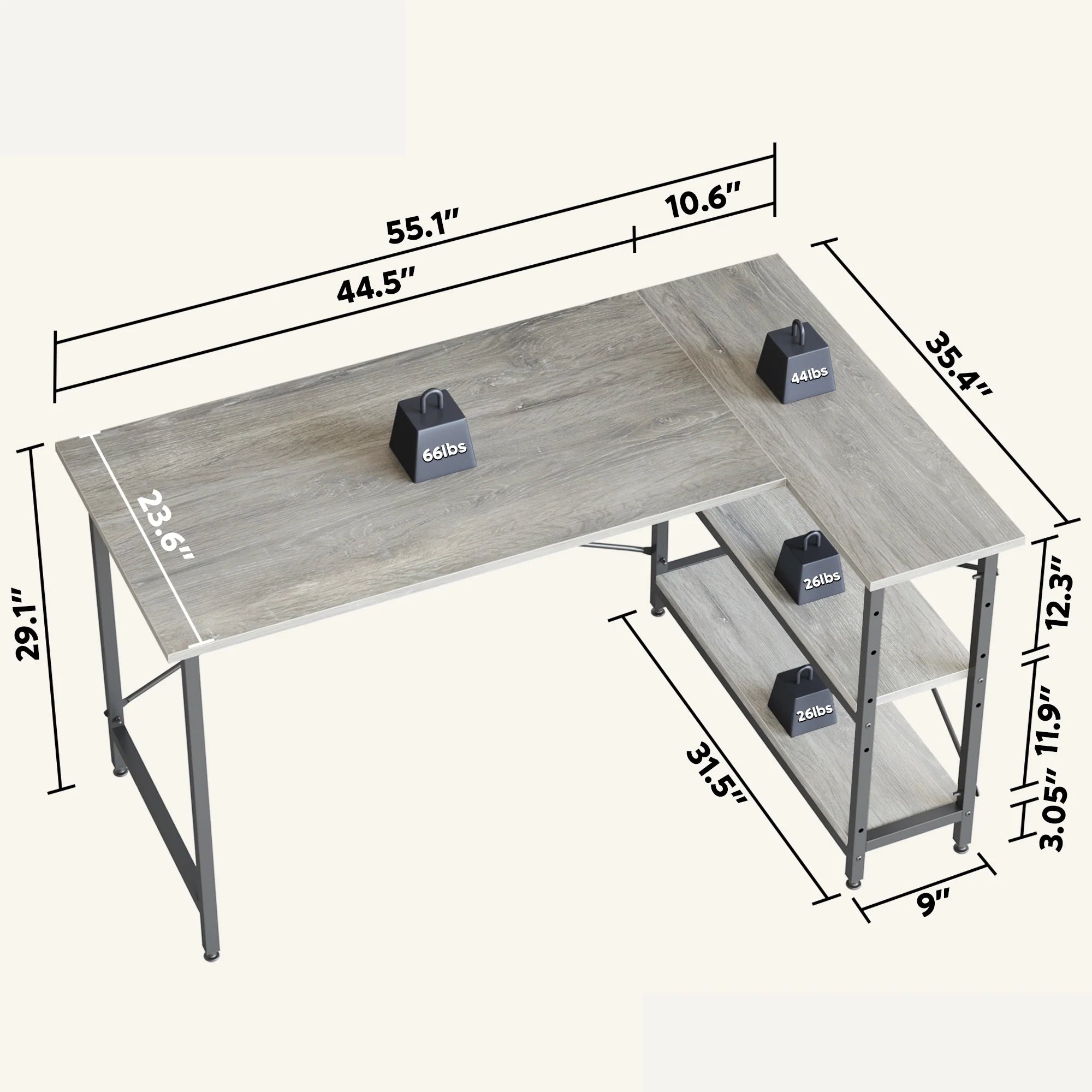 Small L Shaped Desk with Storage Shelves Corner Computer Desk