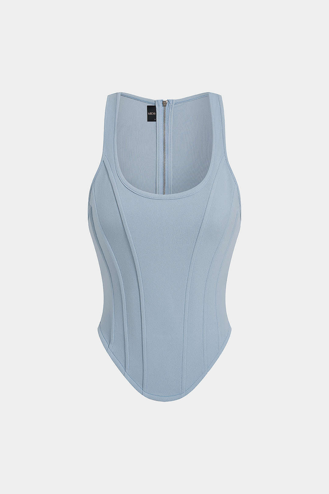 Zipper Tie-Up Corset Waist Tank Top