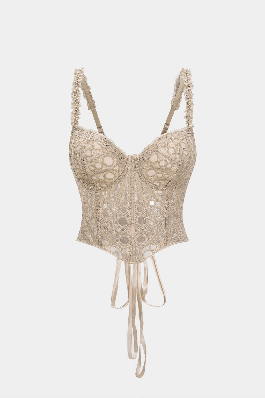 Lace Trim Bustier Corset Tie-Back Cami Top