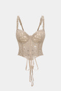Lace Trim Bustier Corset Tie-Back Cami Top