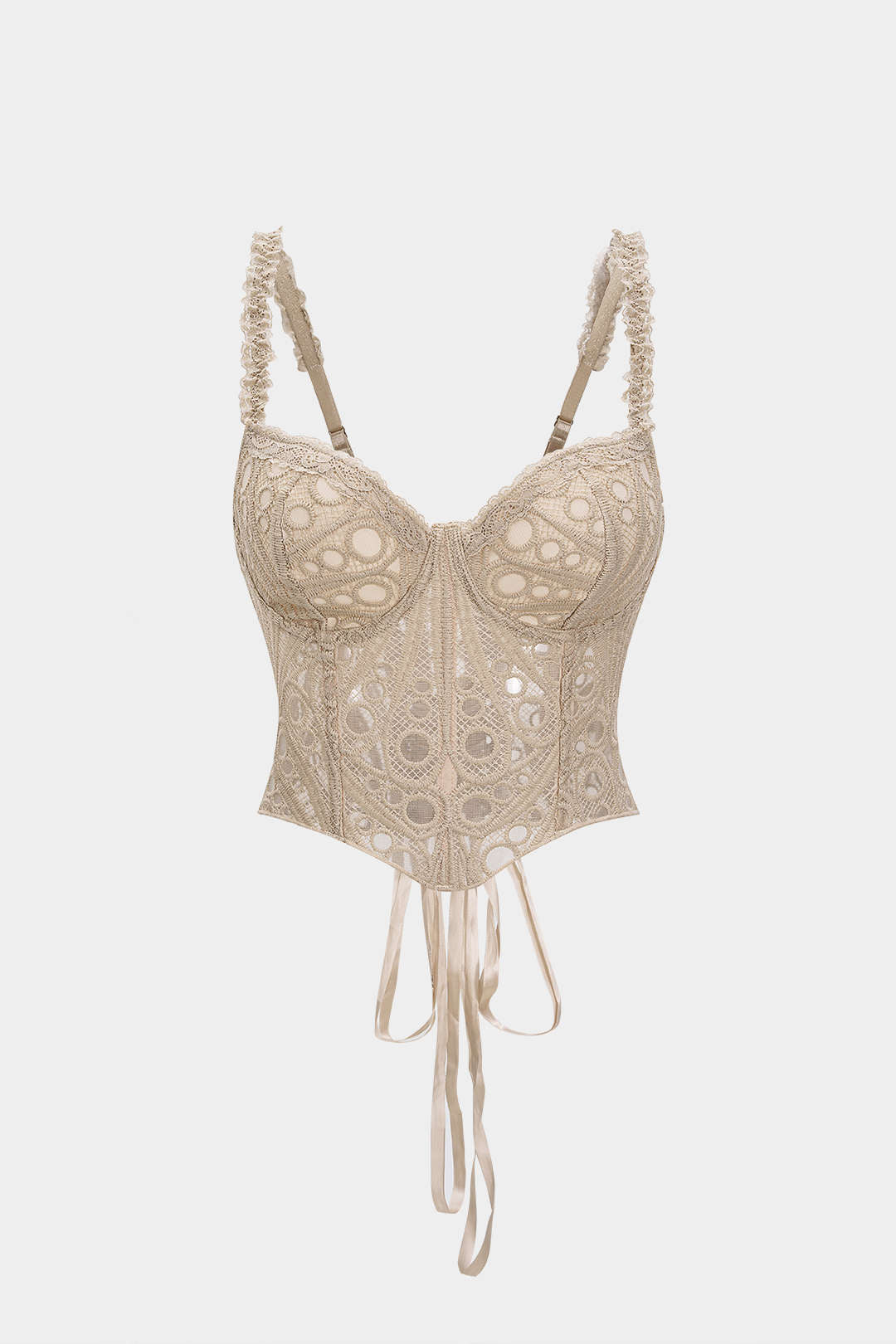 Lace Trim Bustier Corset Tie-Back Cami Top