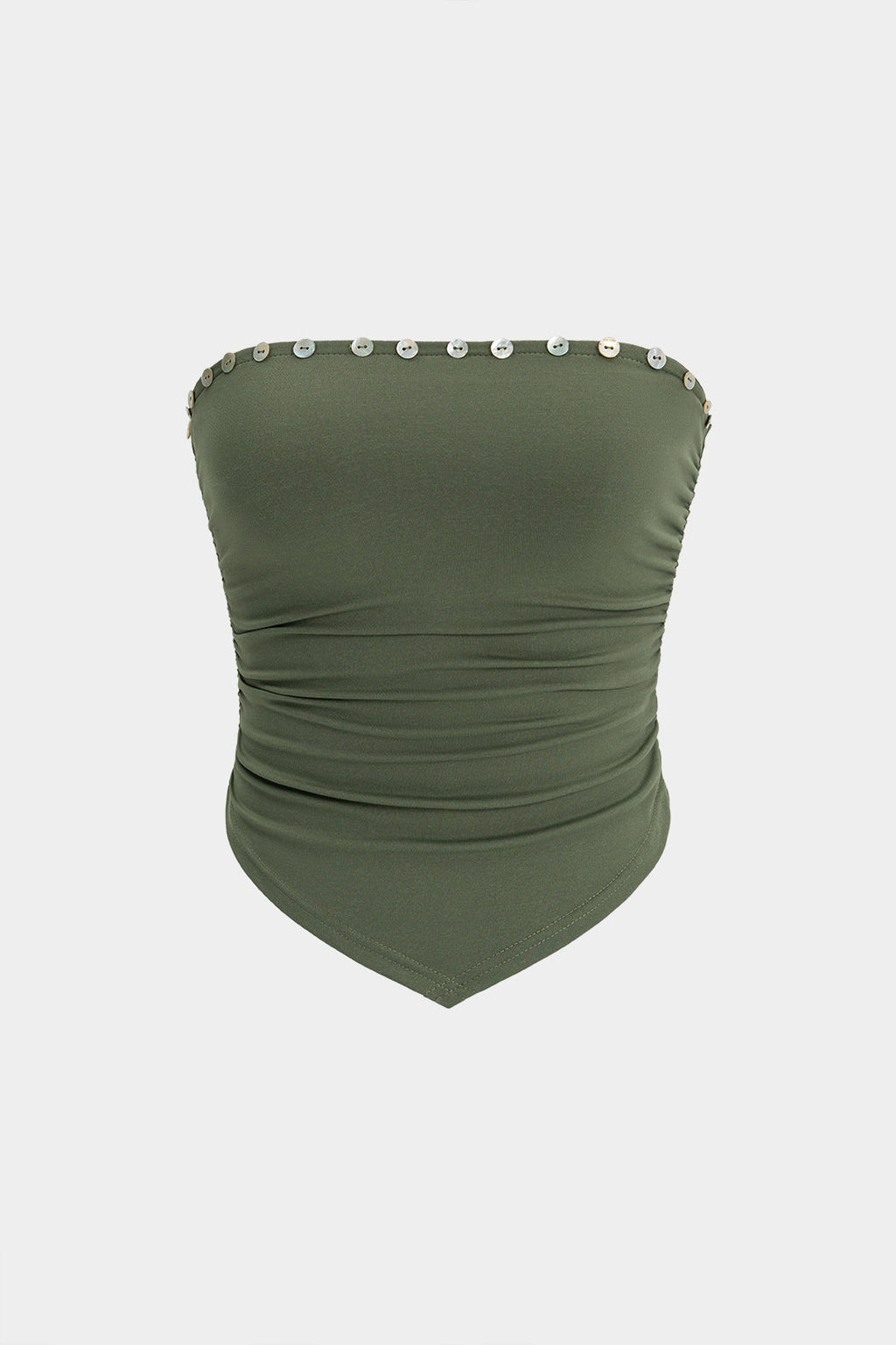 Ruched Button Tube Top