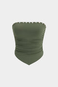 Ruched Button Tube Top