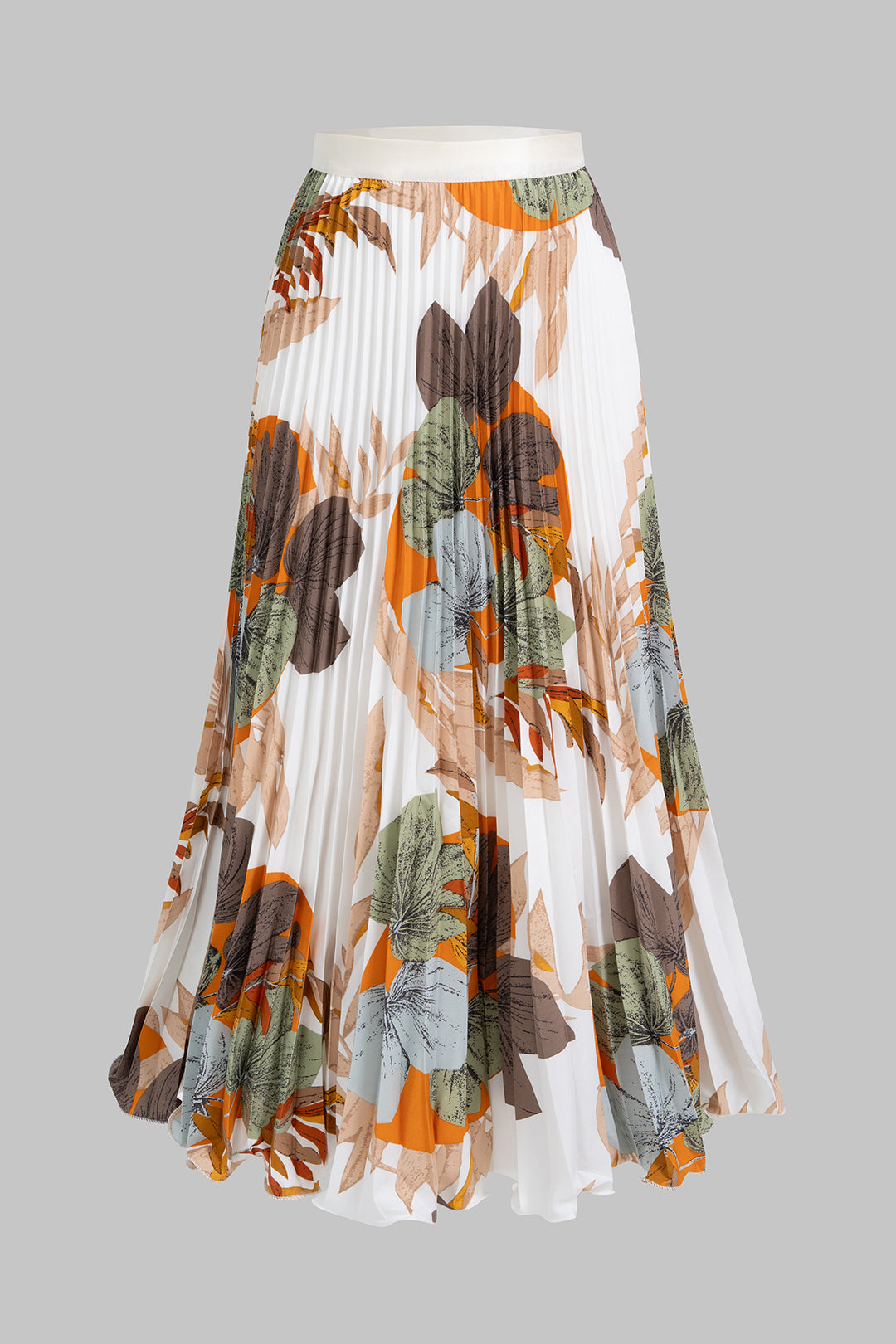 Floral Print High Waist Pleated Skirt