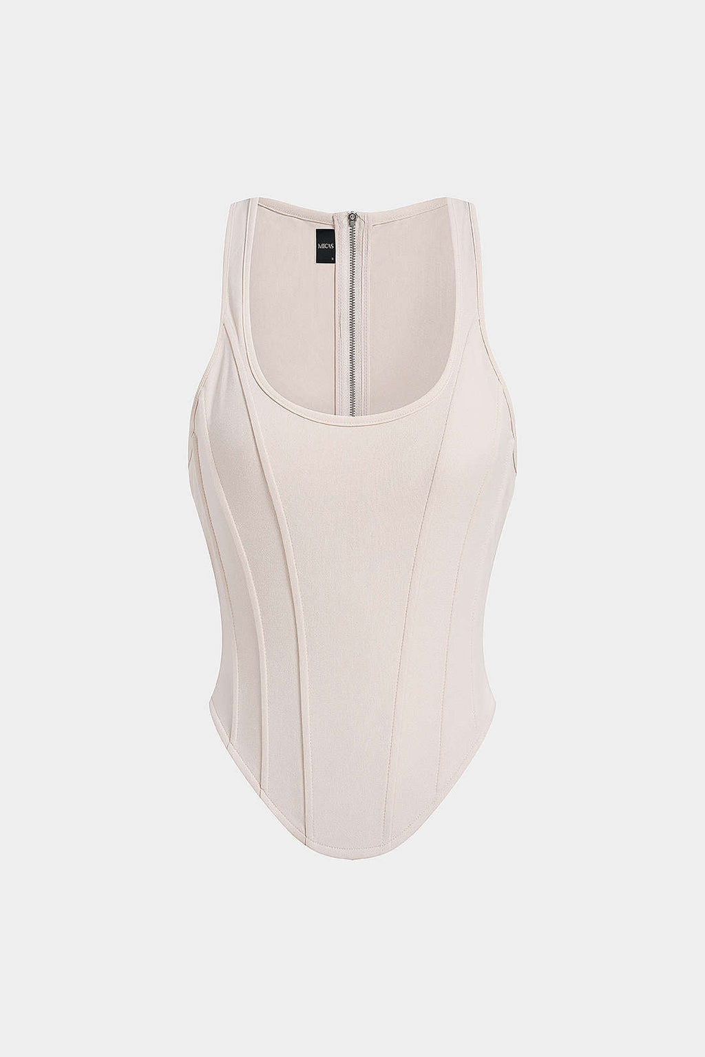 Zipper Tie-Up Corset Waist Tank Top