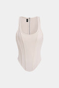 Zipper Tie-Up Corset Waist Tank Top